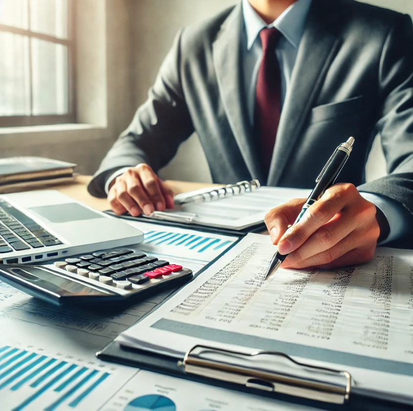 Professionel revisor arbejder med regnskab